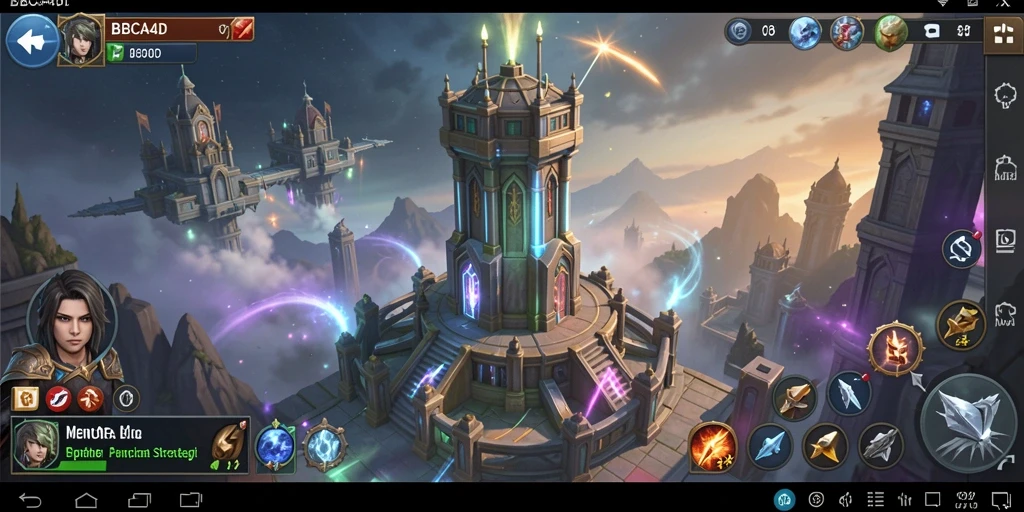 Gameplay BBCA4D dengan menara dan strategi pertahanan yang menarik.